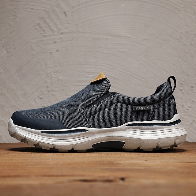 Men's Slip-On Beige Walking Shoes with Cushioned Sole – Comfortable and Breathable Sports Sneakers for Casual Wear and Outdoor Activities
