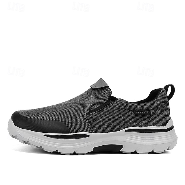 Men's Slip-On Beige Walking Shoes with Cushioned Sole – Comfortable and Breathable Sports Sneakers for Casual Wear and Outdoor Activities