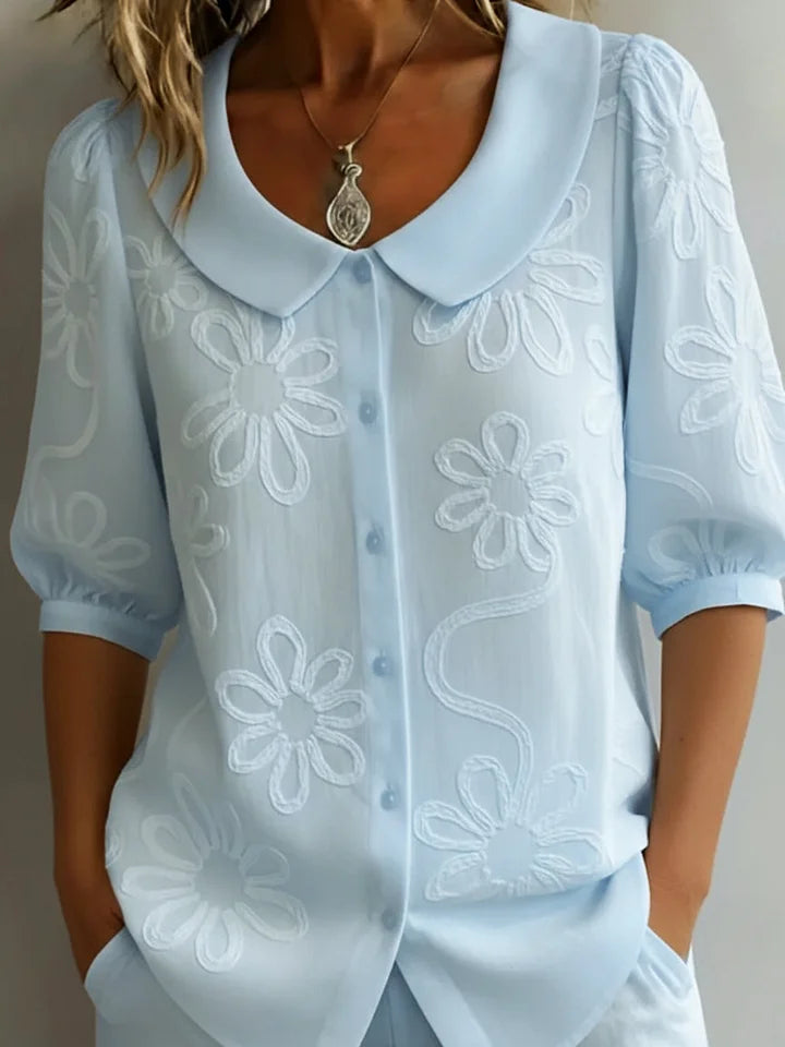 LENA FLORAL STAND-UP COLLAR SHIRT