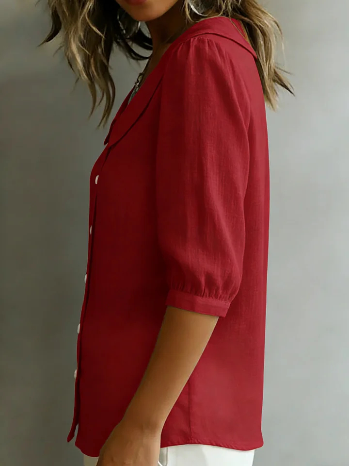 New Arrivals🔥 Women's Retro Peter Pan Collar Cotton Linen Shirt