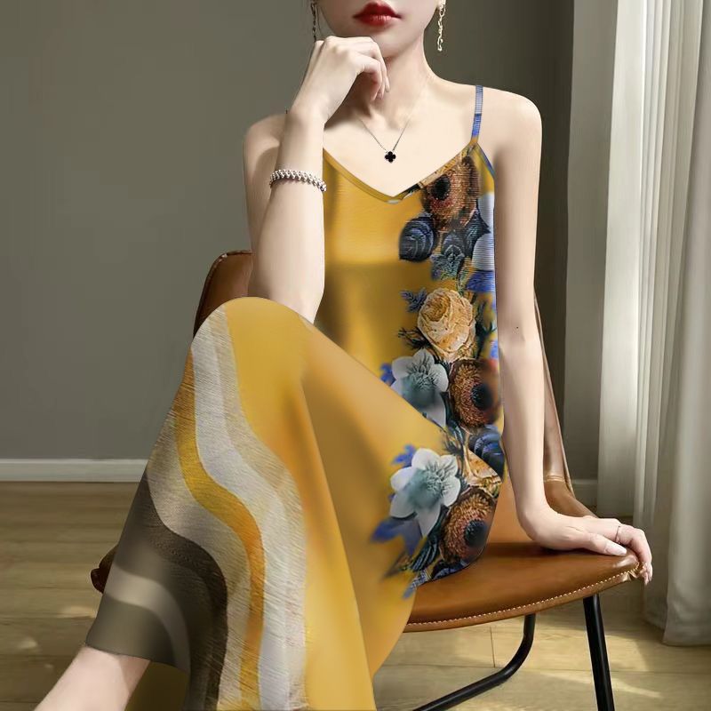 Bedrucktes, ärmelloses Trägerkleid (als Unter- oder Außenschicht tragbar)