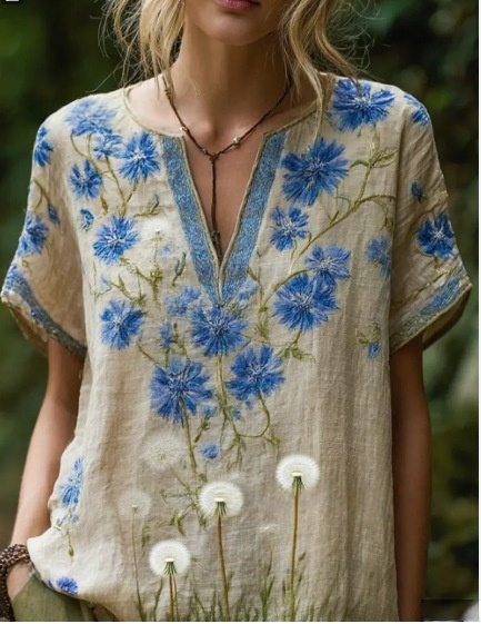 Bohemian style🔥Women's Printed V-Neck Short-Sleeve T-Shirt