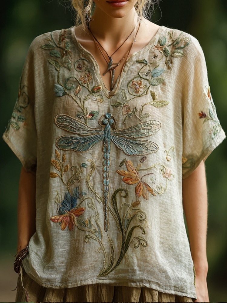 Bohemian style🔥Women's Printed V-Neck Short-Sleeve T-Shirt
