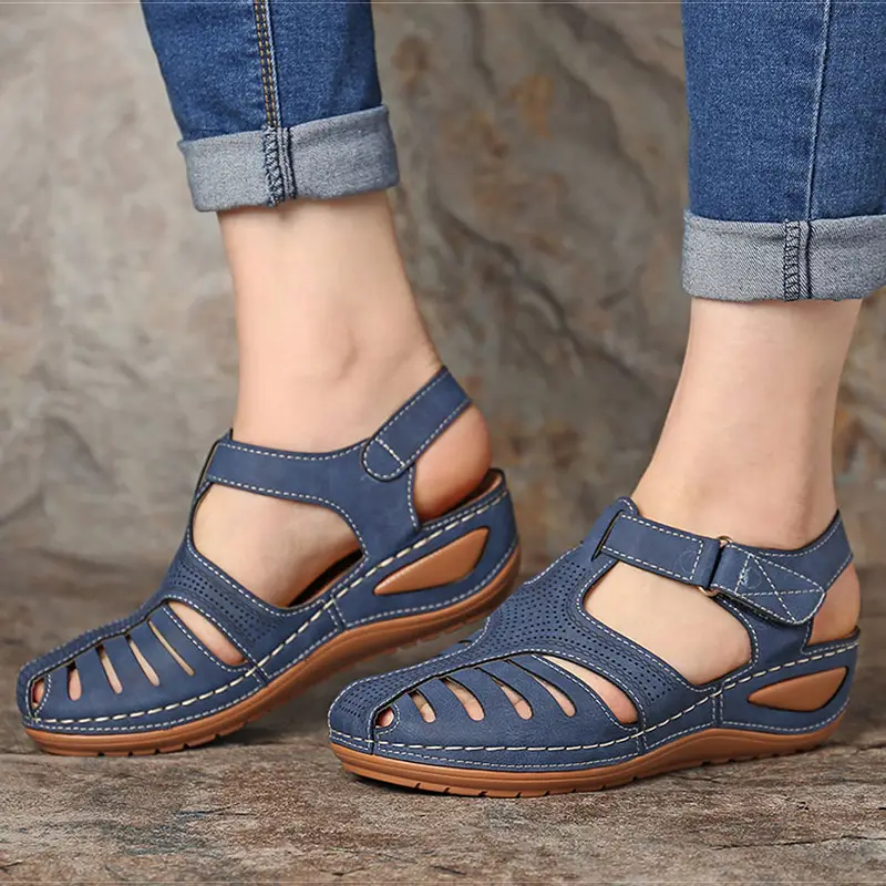 🔥Summer Hot Sale🔥Soft PU Leather Closed Toe Vintage Anti-Slip Sandals