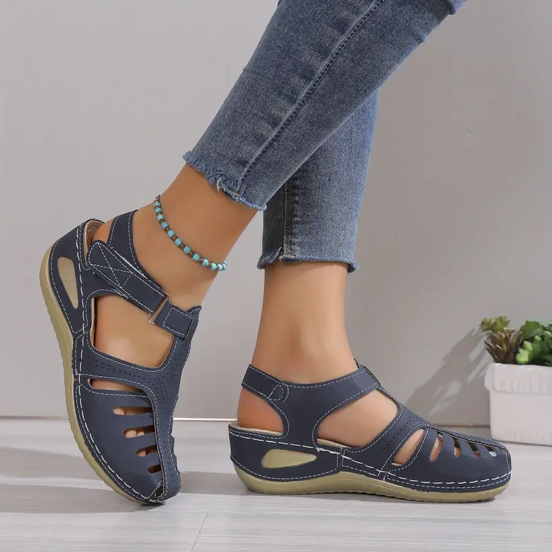 🔥Summer Hot Sale🔥Soft PU Leather Closed Toe Vintage Anti-Slip Sandals