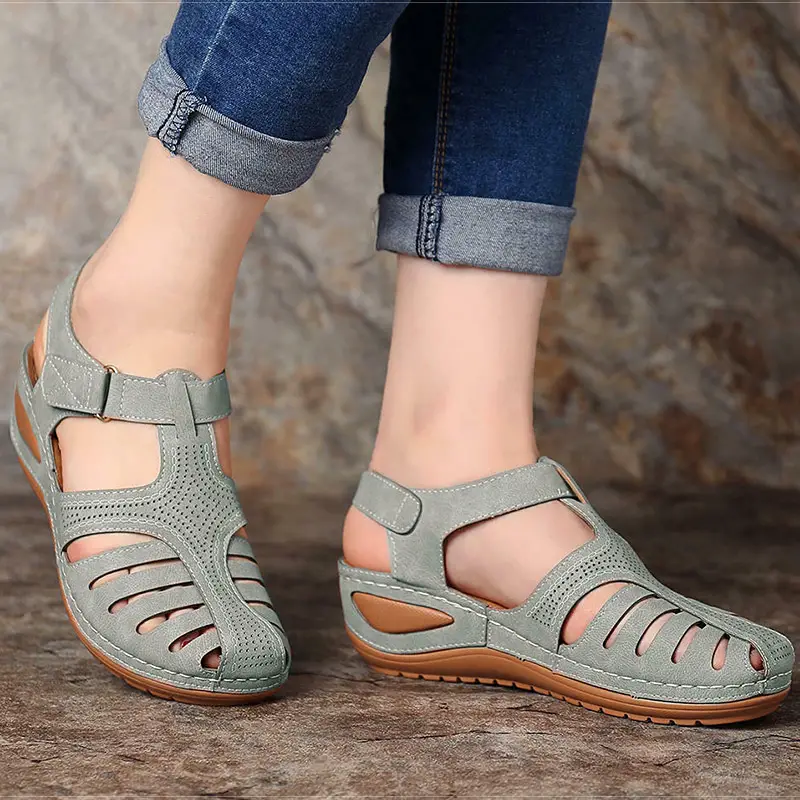 🔥Summer Hot Sale🔥Soft PU Leather Closed Toe Vintage Anti-Slip Sandals