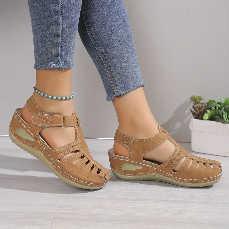 🔥Summer Hot Sale🔥Soft PU Leather Closed Toe Vintage Anti-Slip Sandals