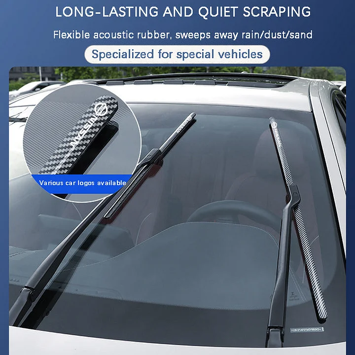🌈 Carbon Fiber Boneless Silent Windshield Wipers - Make Your Driving Experience Stylish, Quiet And Clear!