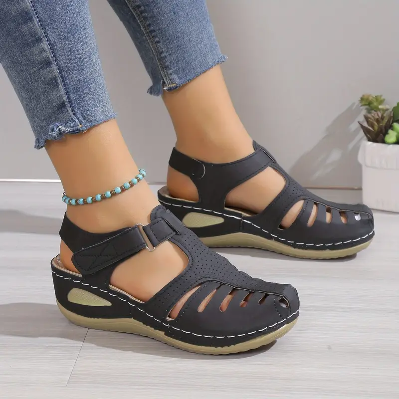 🔥Summer Hot Sale🔥Soft PU Leather Closed Toe Vintage Anti-Slip Sandals