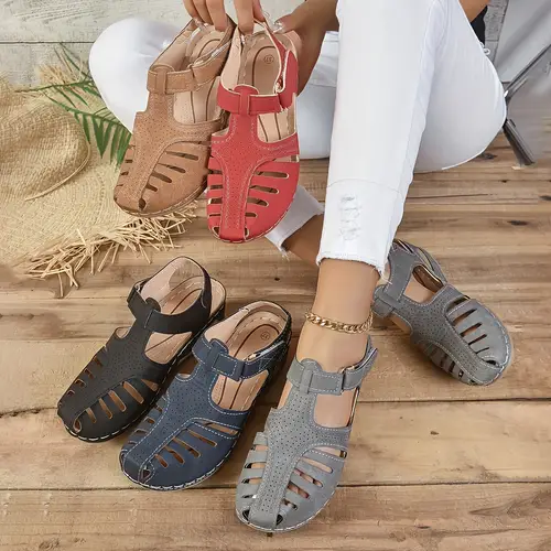🔥Summer Hot Sale🔥Soft PU Leather Closed Toe Vintage Anti-Slip Sandals