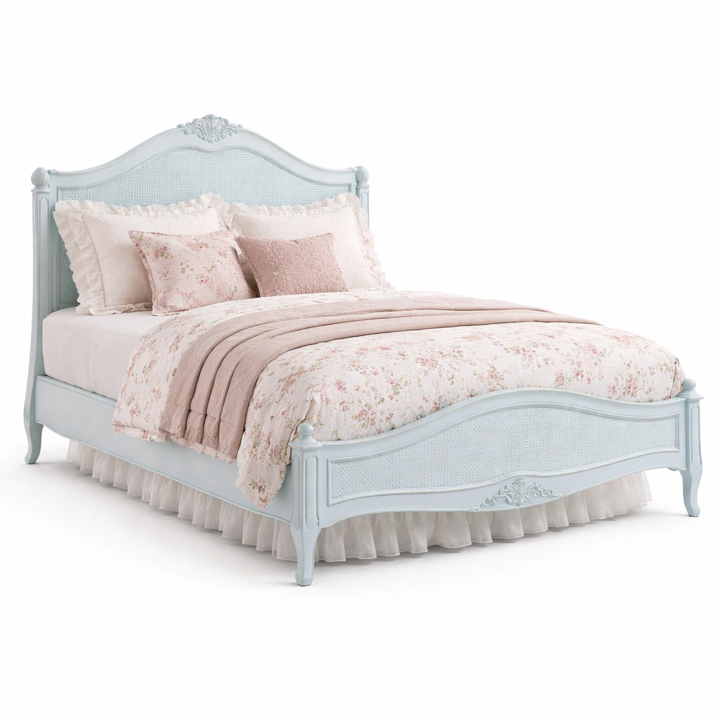 Polsterbett im Landhausstil Hellblau 160x200 cm-{nestexo}