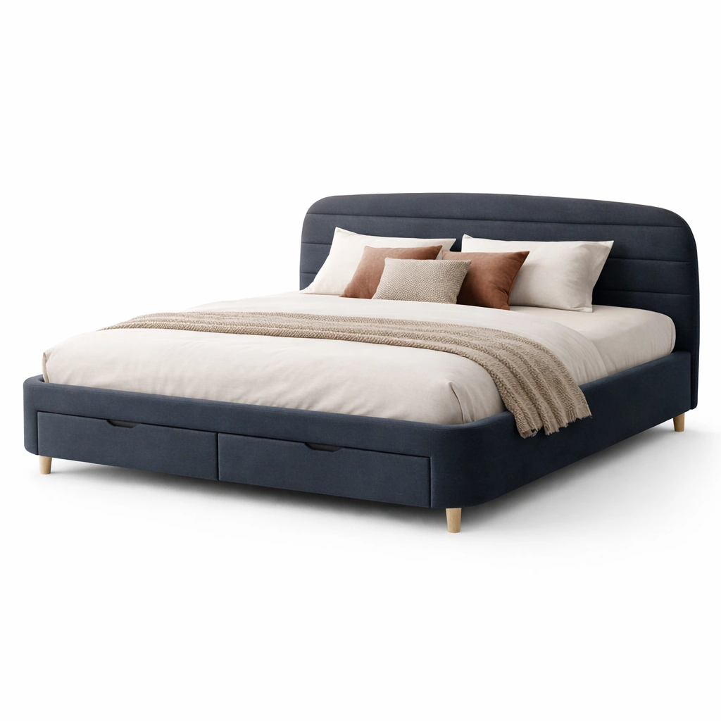 Polsterbett mit Stauraum Dunkelblau 180x200 cm-{nestexo}