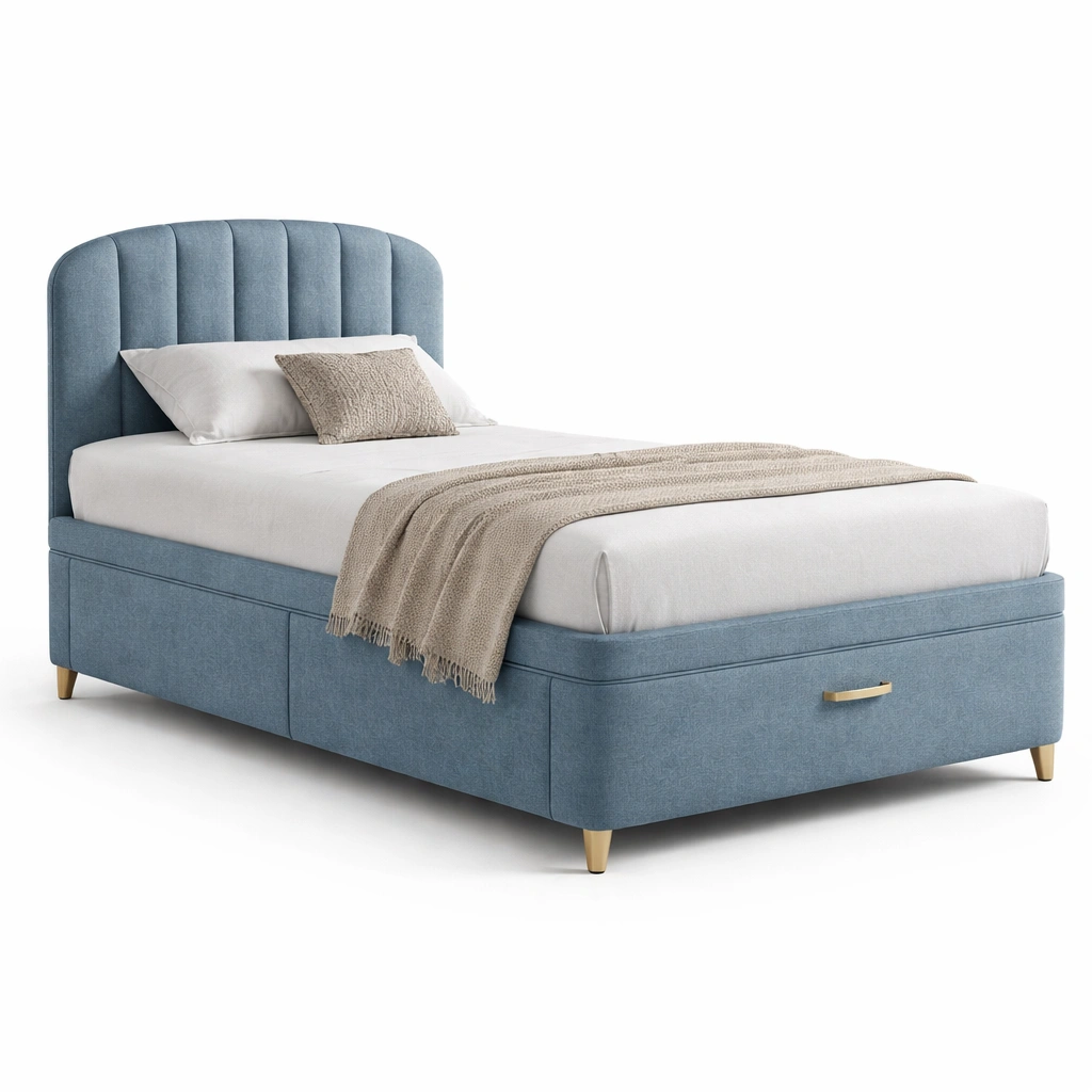 Polsterbett mit Schubladen Hellblau 160x200 cm-{nestexo}