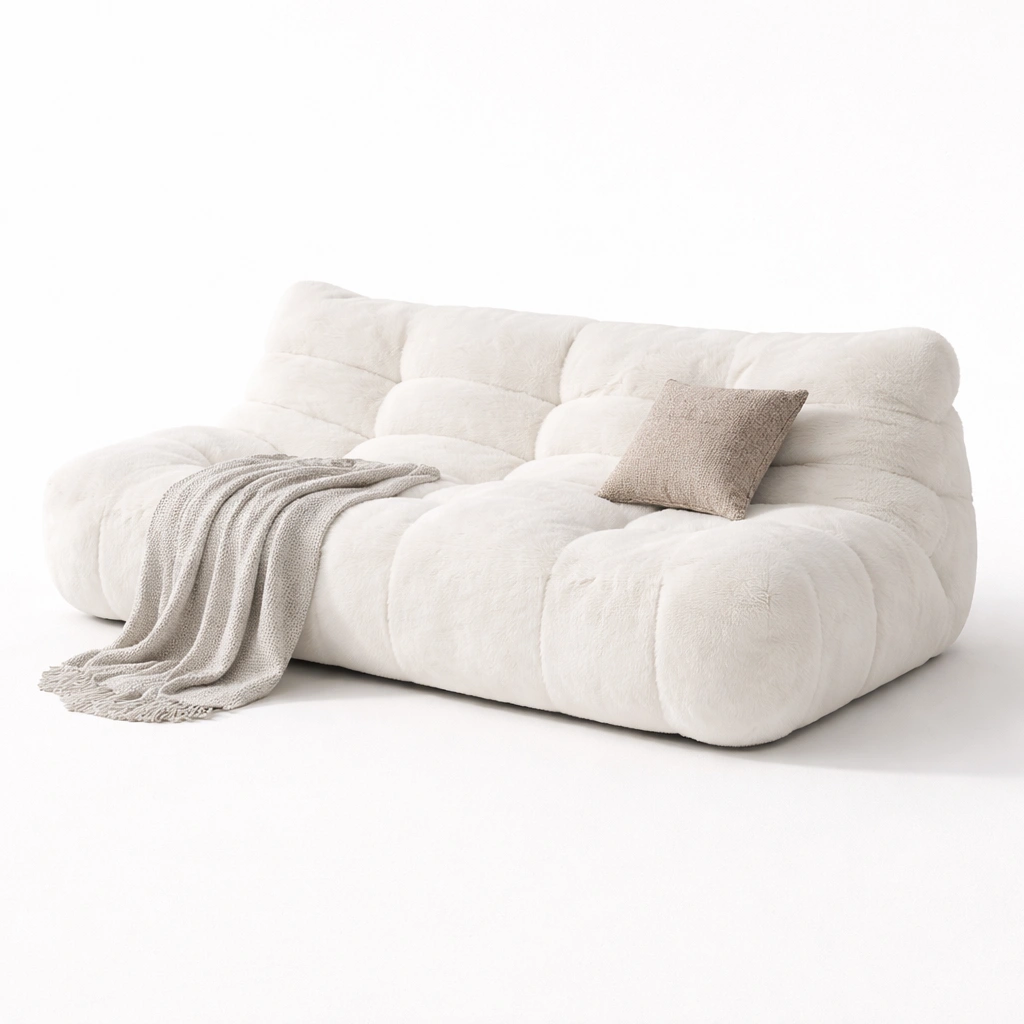 Sofa Lounge Stoff Creme Niedrig 180 cm-{nestexo}