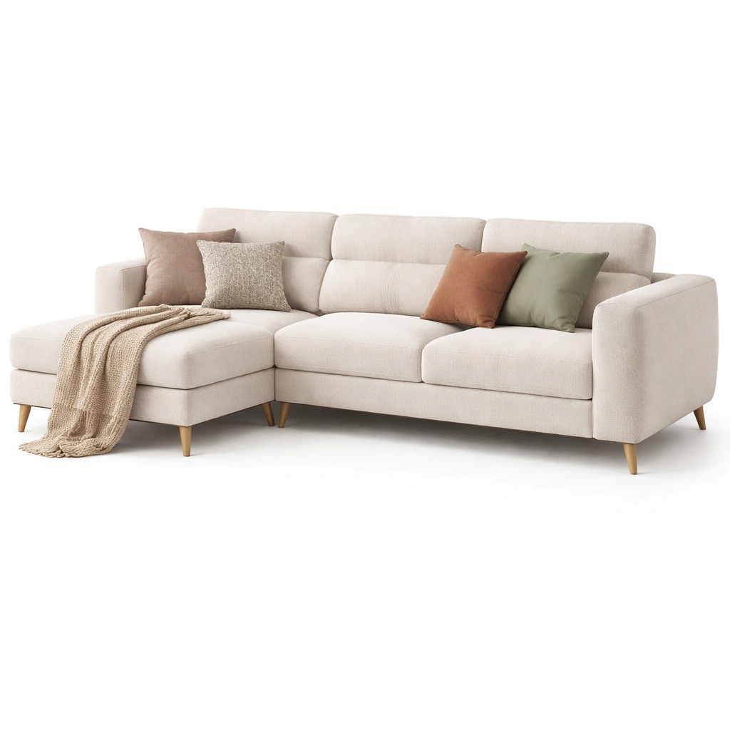 Ecksofa Stoff Creme Gross 260 cm-{nestexo}