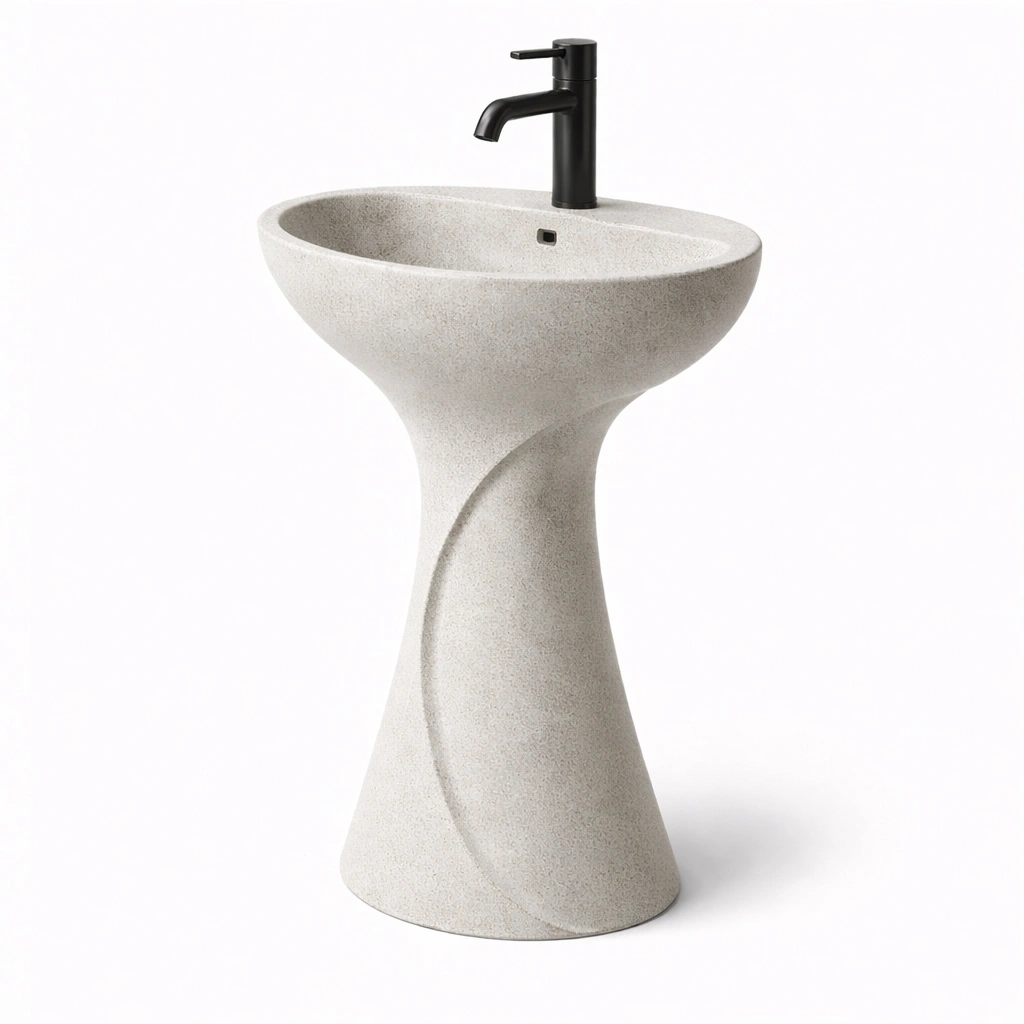 Waschbecken Standmodell Keramik Beige Modern 85 cm-{nestexo}