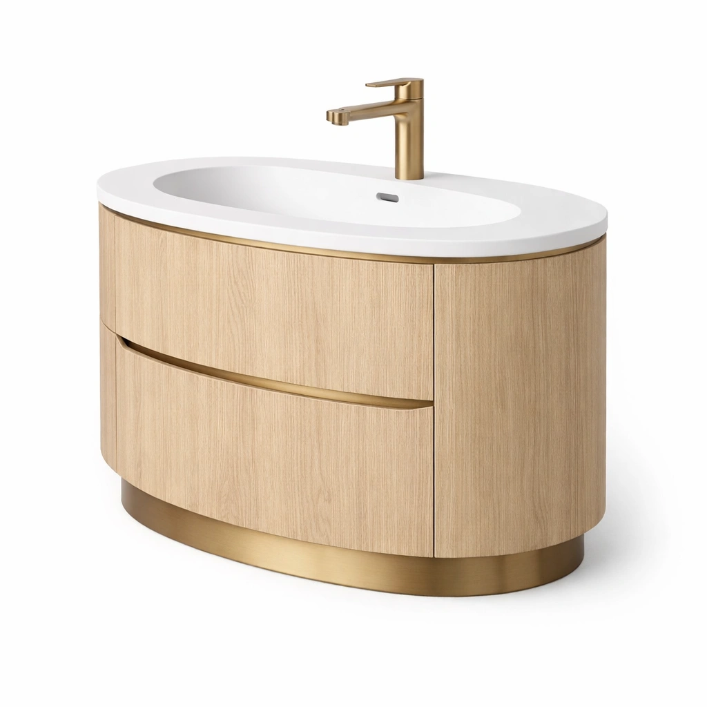 Waschbecken Unterschrank Set Holzoptik Modern 110 cm-{nestexo}