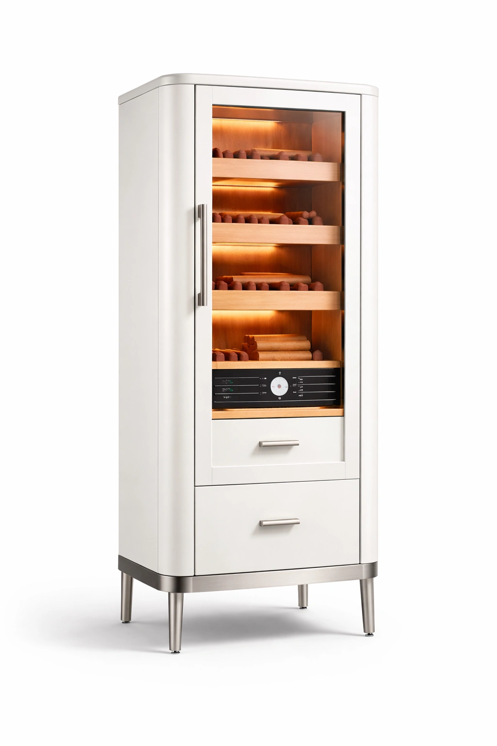 Weinschrank Weiss Modern Glasfront 175 cm-{nestexo}