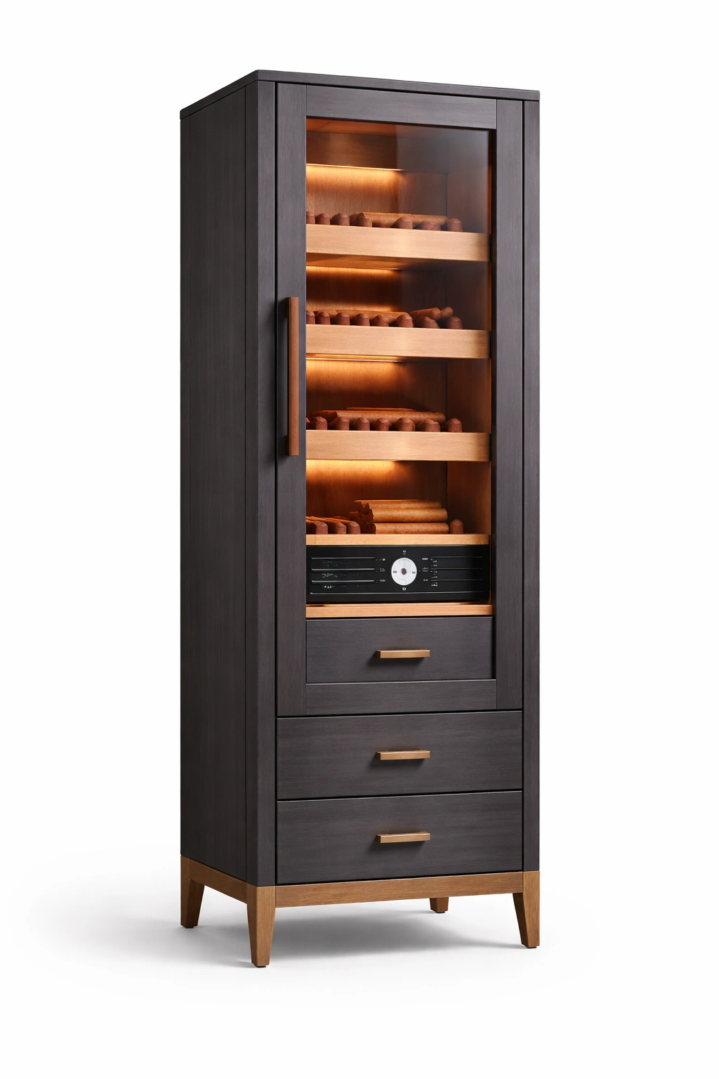 Weinschrank Dunkelbraun Klassisch Glasfront 180 cm-{nestexo}