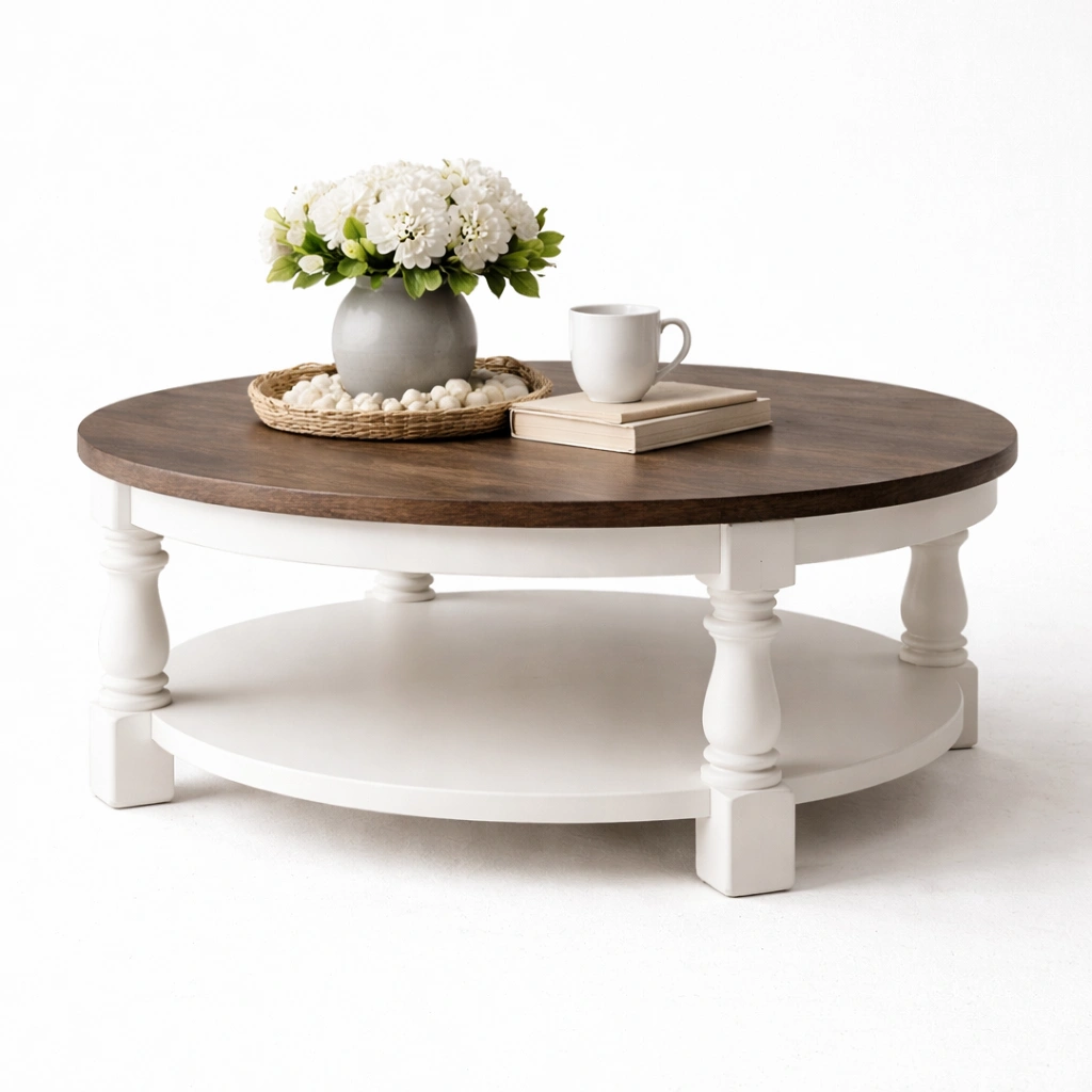 Couchtisch Rund Holz Dunkelbraun 90 cm-{nestexo}