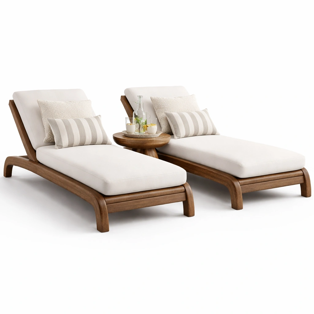 Garten Liege Set Holz Beige 2 Teilig 195 cm-{nestexo}