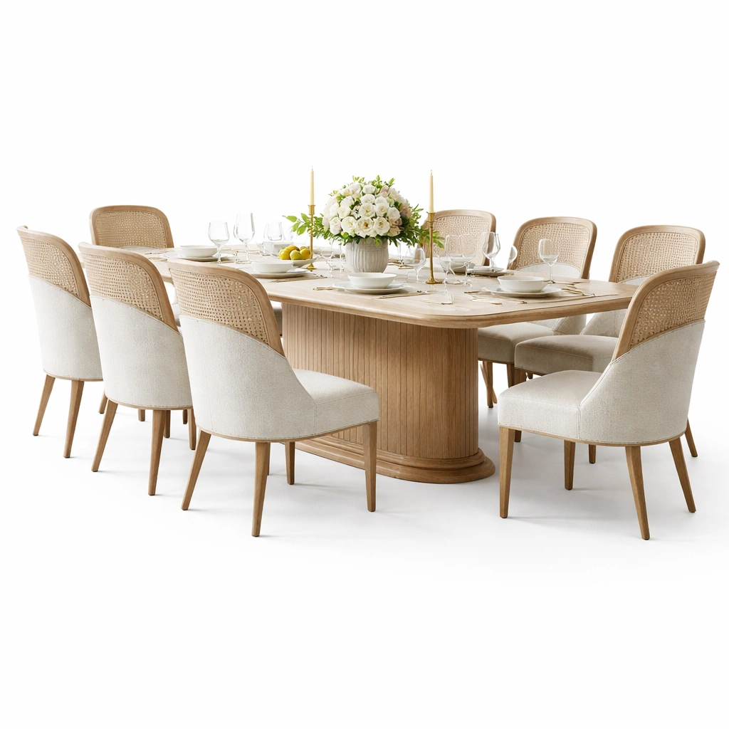 Esstisch Set Holz Natur 8 Stuehle 200 cm-{nestexo}