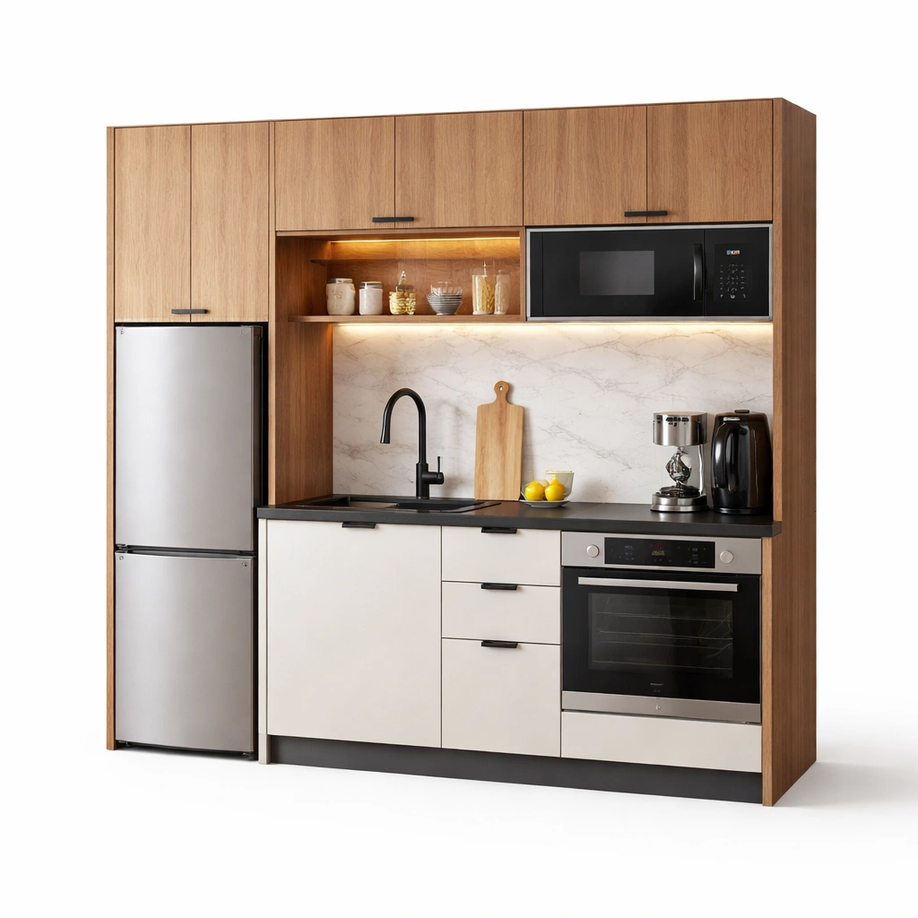 Kuechenblock Komplett Holz Weiss 210 cm-{nestexo}