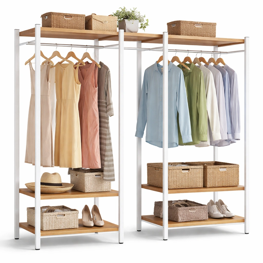 Offener Kleiderschrank Weiss Holz 200 cm-{nestexo}