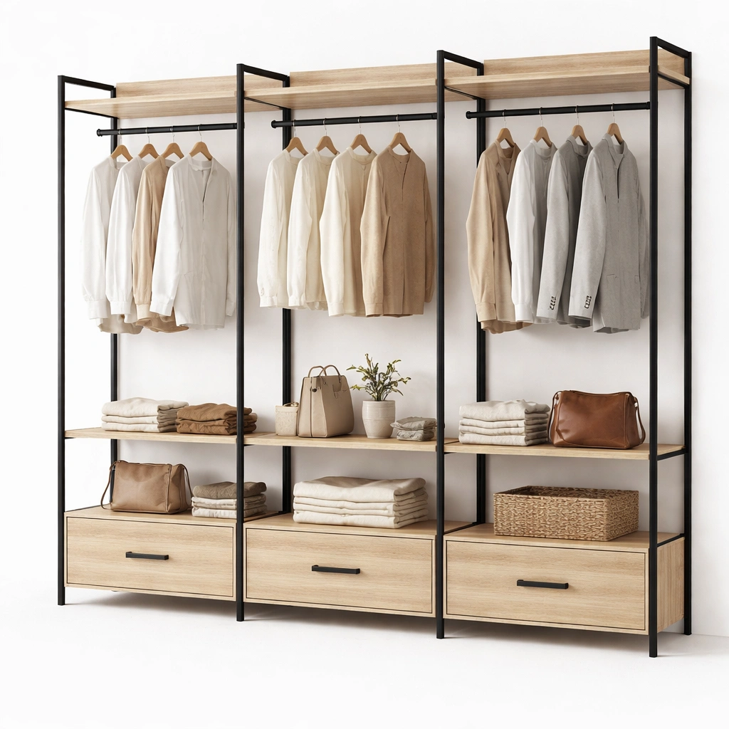 Offener Kleiderschrank Schwarz Holz Gross 240 cm-{nestexo}