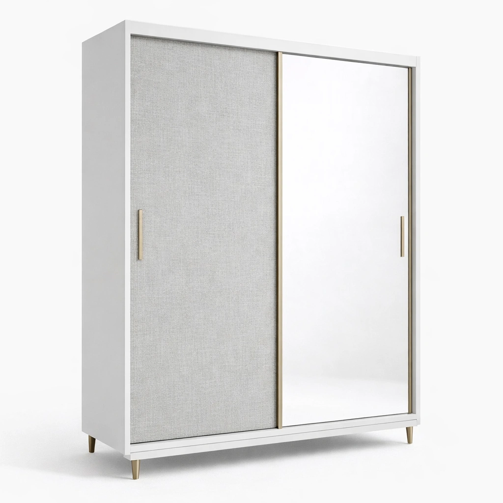 Kleiderschrank Schiebetuer Weiss Stoff 150 cm-{nestexo}