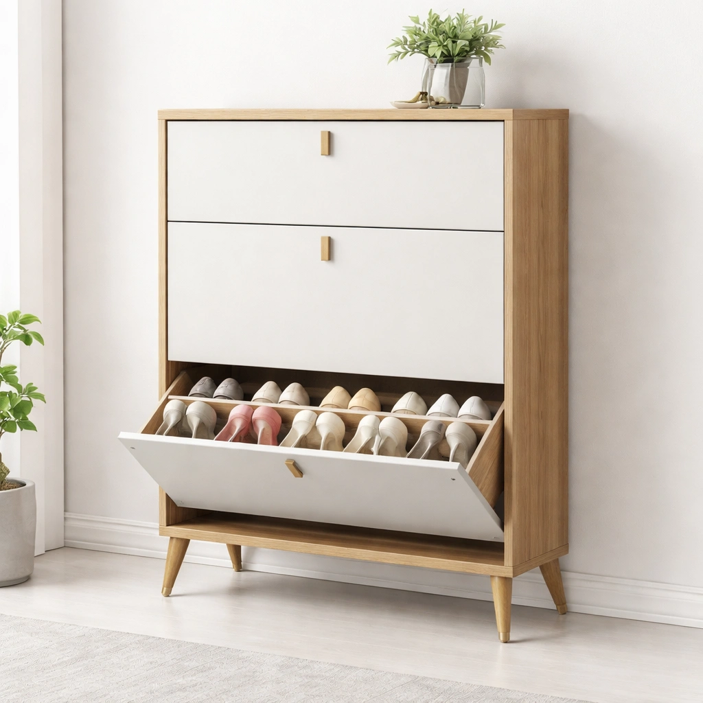 Schuhschrank Modern Holz Weiss 80 cm-{nestexo}