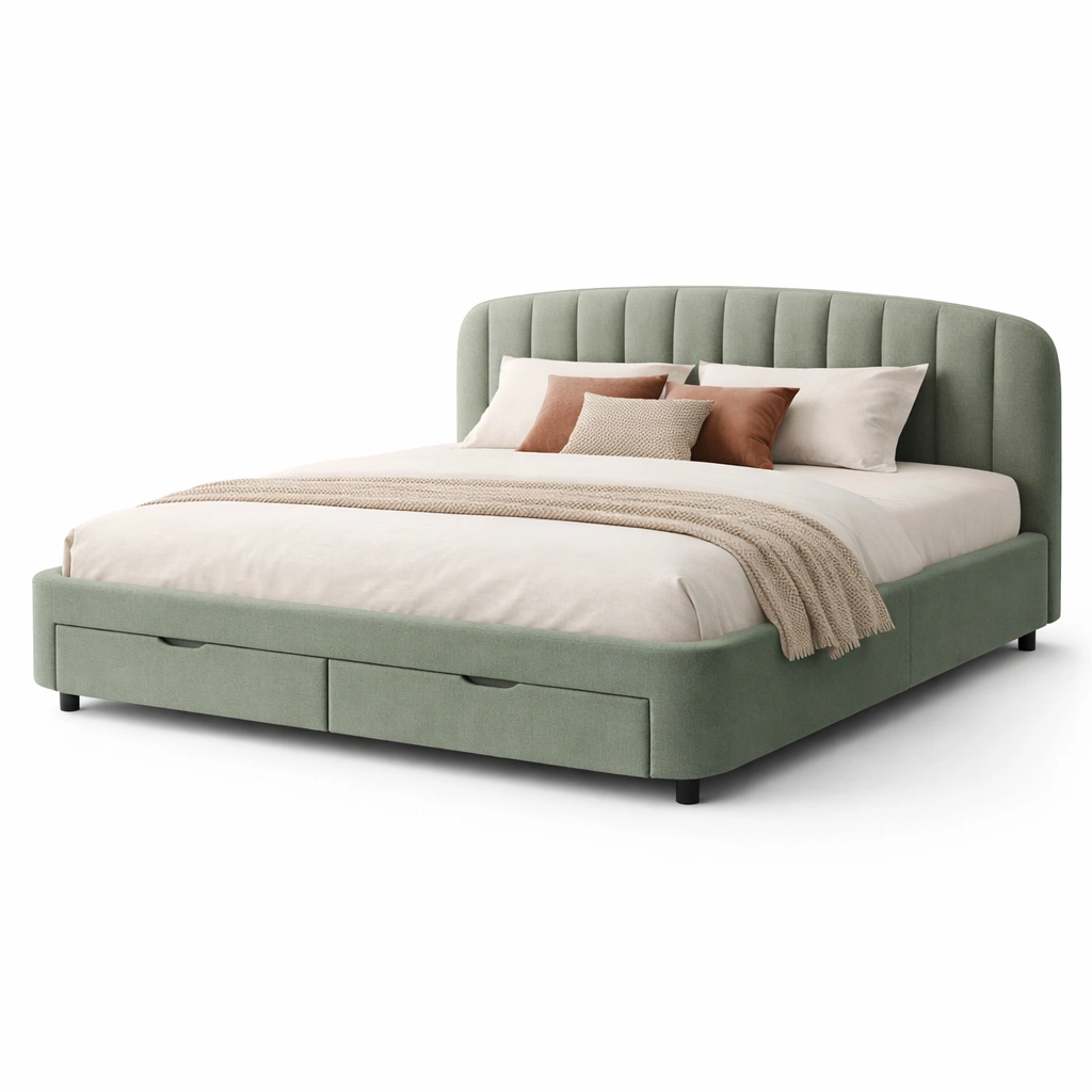 Gepolstertes Bett Grn mit Stauraum-roomaroa