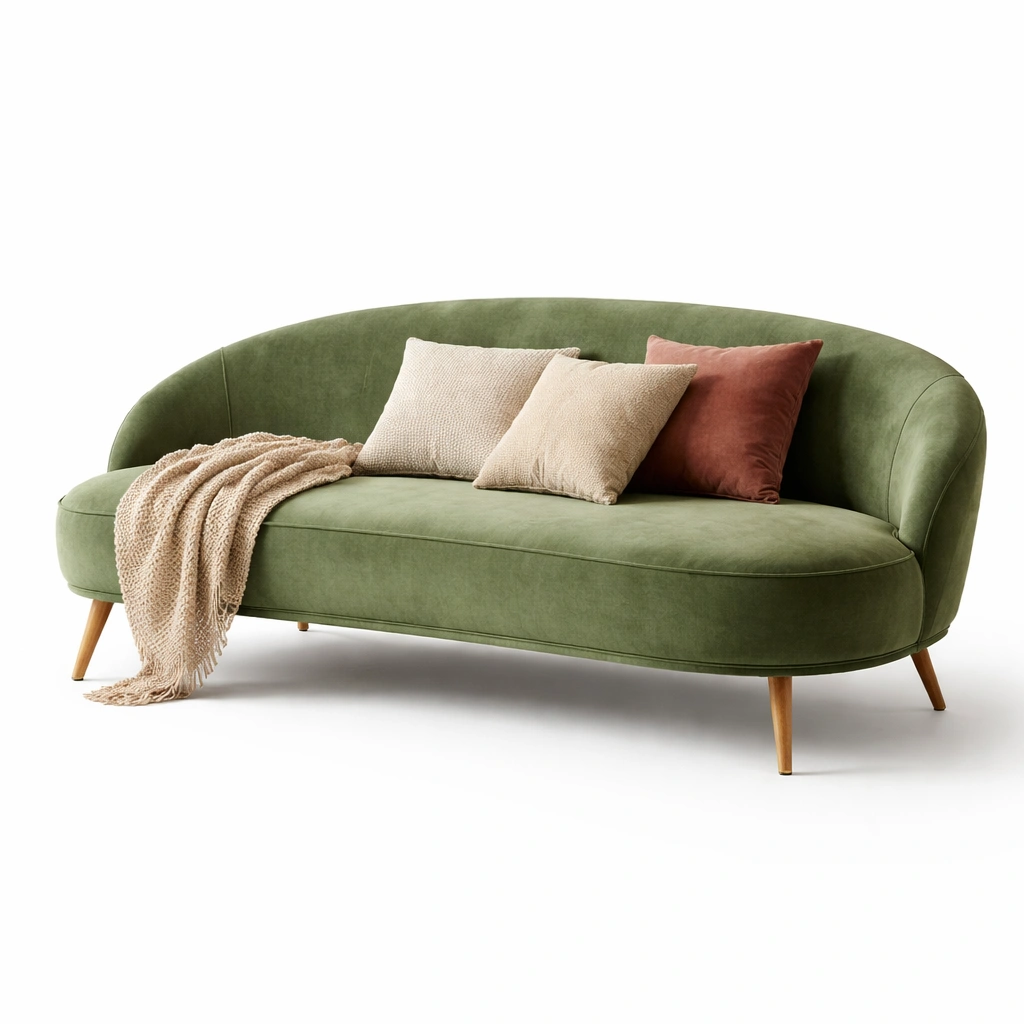 3-Sitzer Sofa Grn mit abgerundeter Form-roomaroa