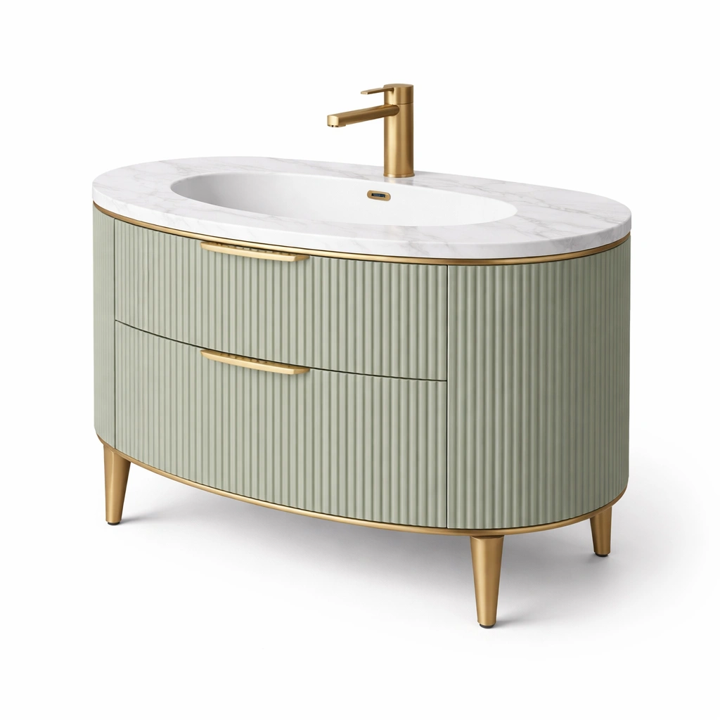 Waschbeckenunterschrank Grn mit Marmoroptik Modern-roomaroa