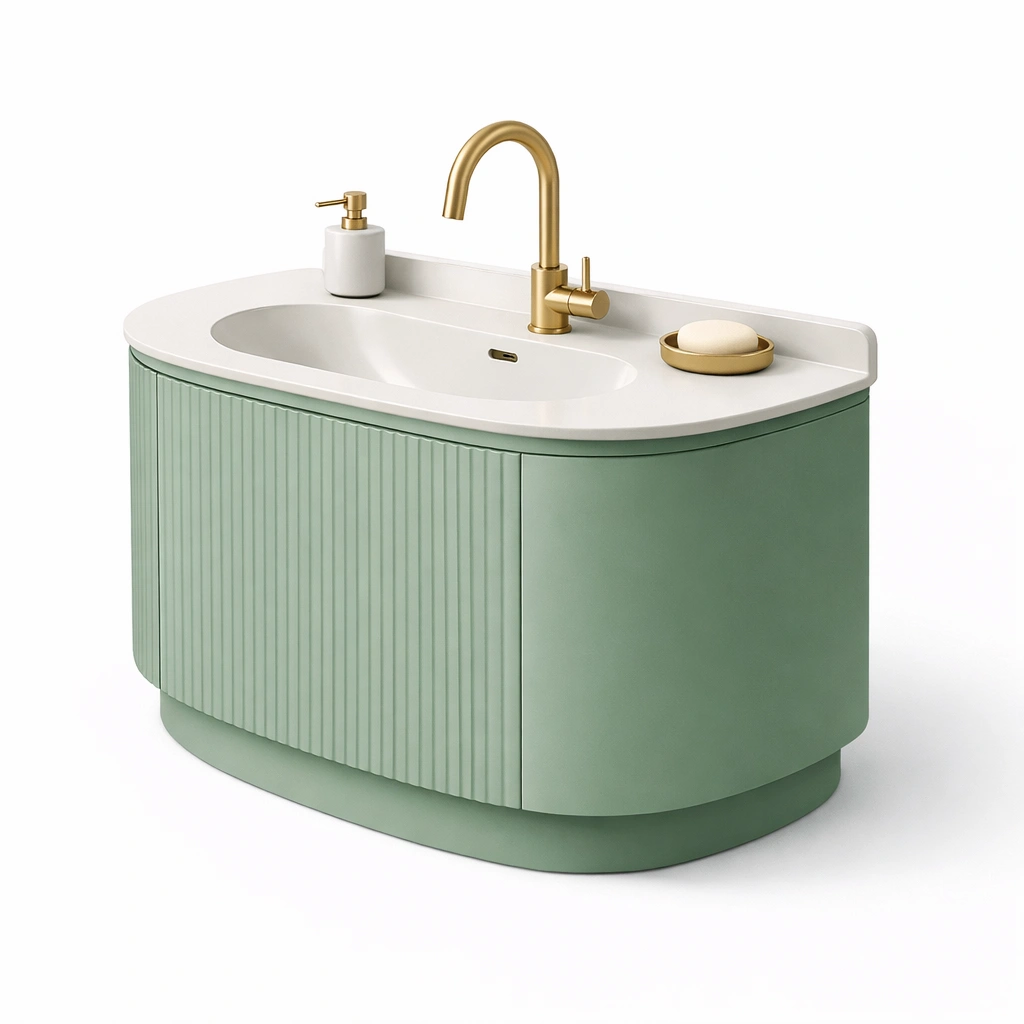 Waschbeckenunterschrank Grn mit integriertem Waschbecken-roomaroa