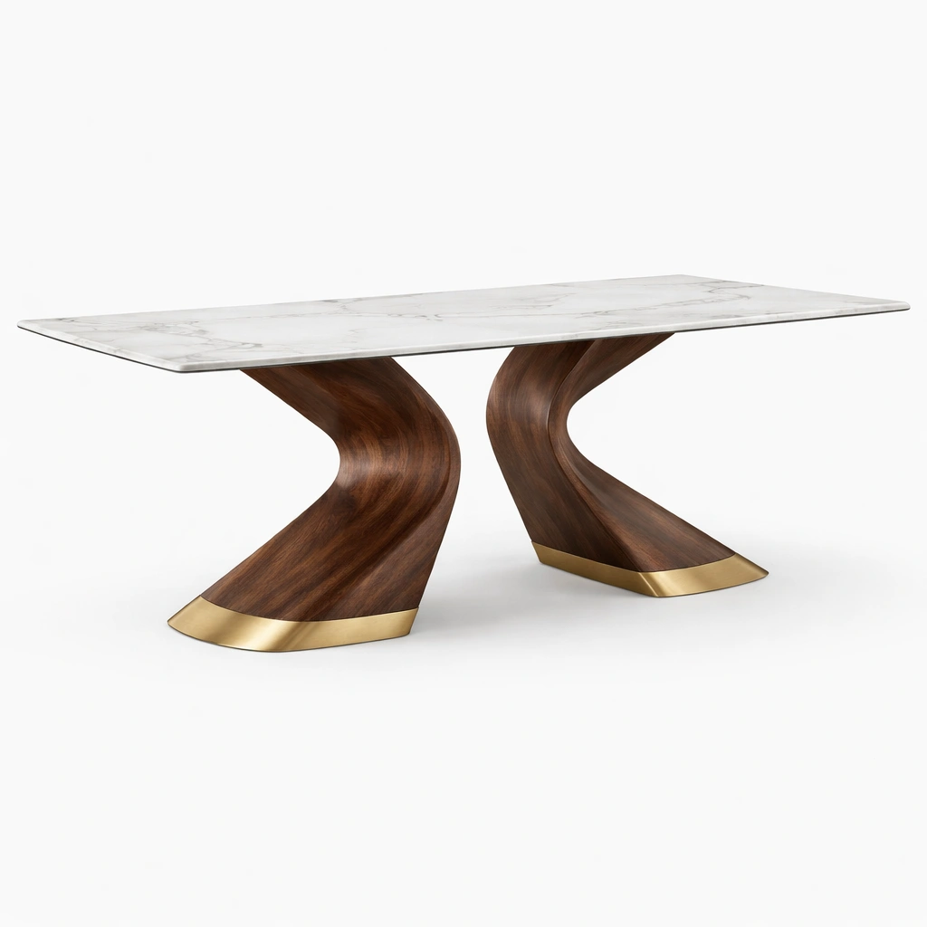 Esstisch Marmoroptik mit Holzfu?-roomaroa