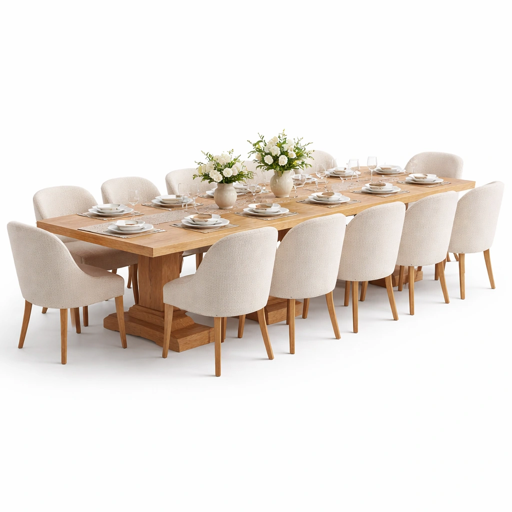 Gro?er Esstisch Set Holz mit Polstersthlen 10 Pl?tze-roomaroa