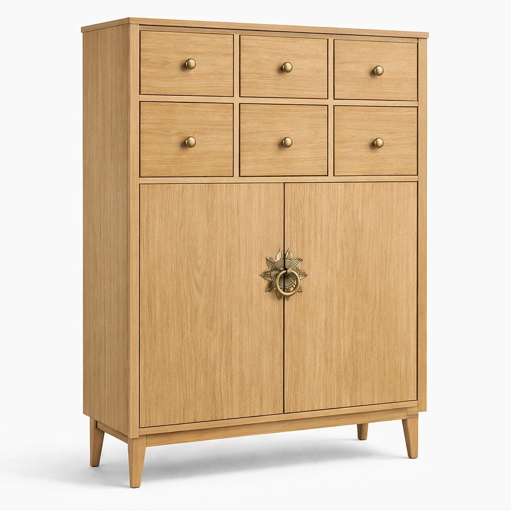 Kommode Naturholz mit Schubladen und Tren-roomaroa