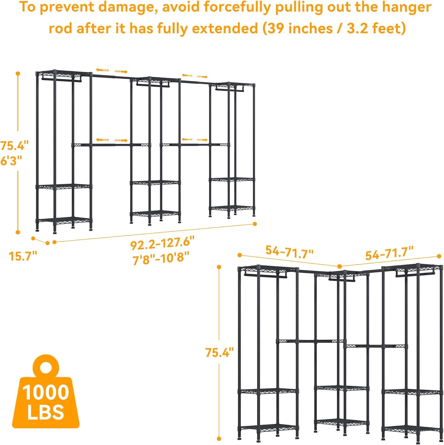 Heavy Duty Garment Rack, Clothing Rack for Hanging Clothes