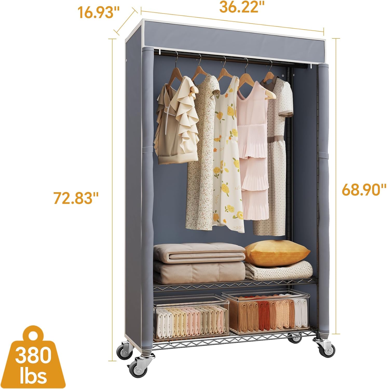 Heavy Duty Clothes Rack with Cover