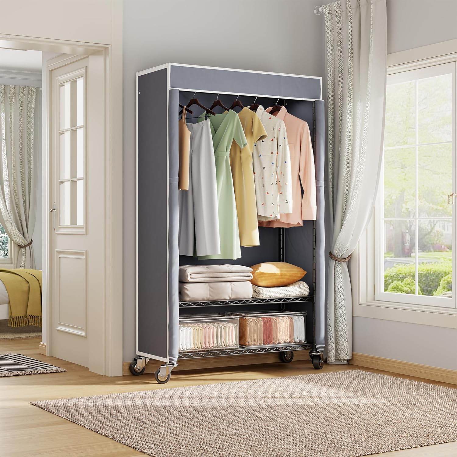 Heavy Duty Clothes Rack with Cover