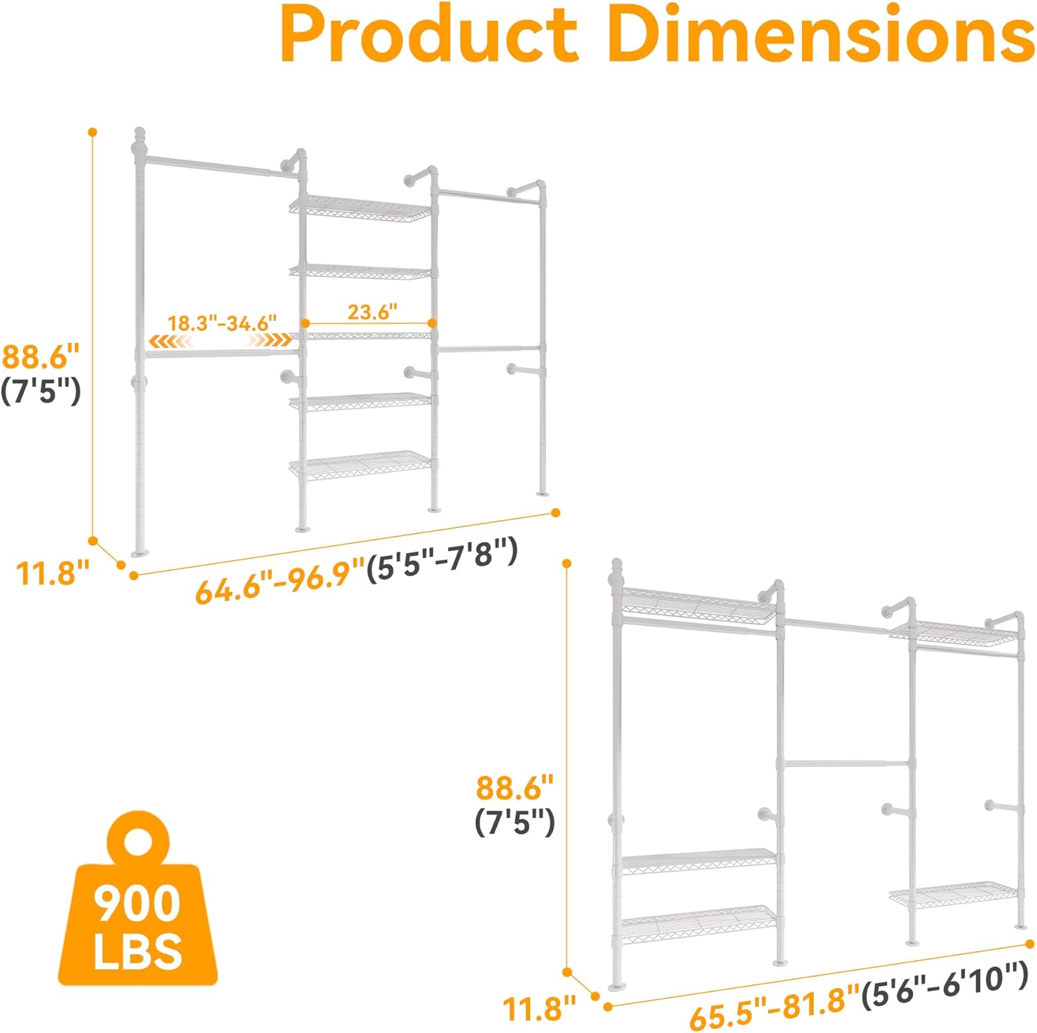 Expandable Clothes Rack Heavy Duty Garment Rack