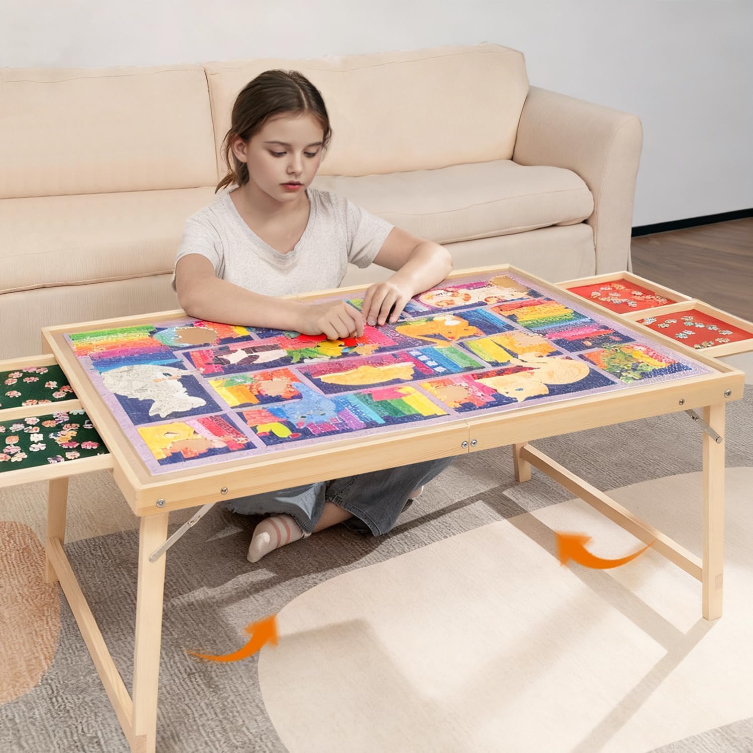 Foldable Puzzle Table with Legs