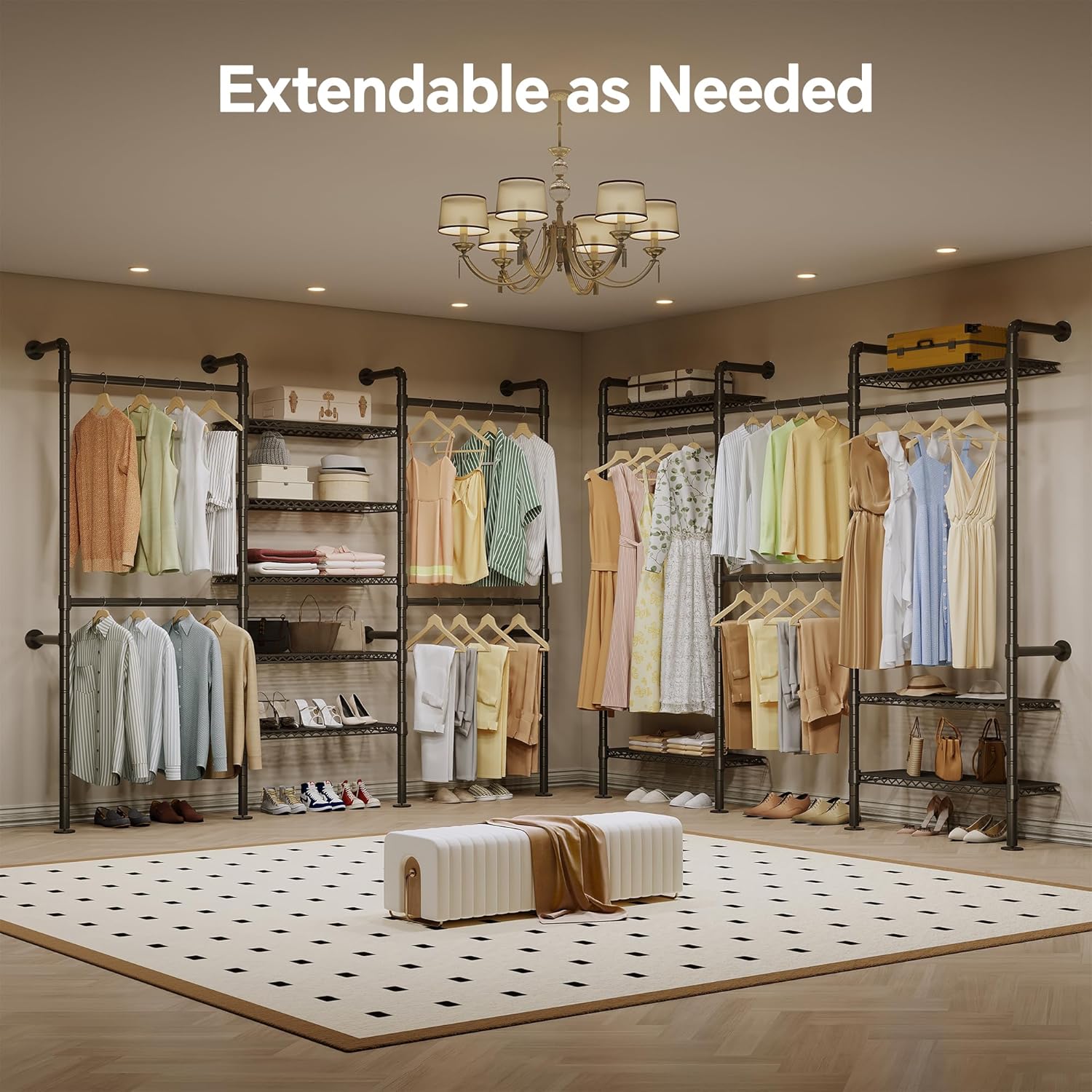 Expandable Clothes Rack Heavy Duty Garment Rack
