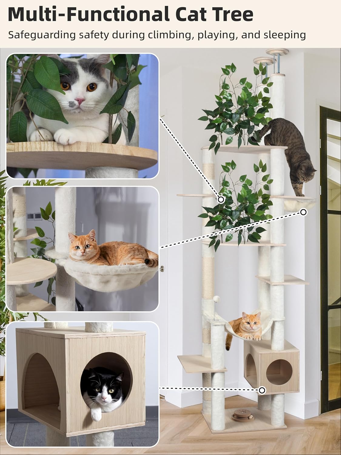 Large Cat Tree Floor to Ceiling Tower