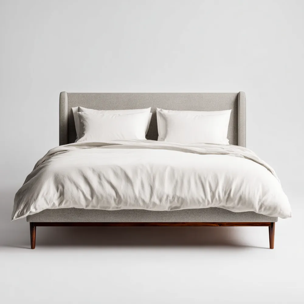 Cama Doble Tapizada Gris Claro 180x200x110 cm – Diseño Contemporáneo