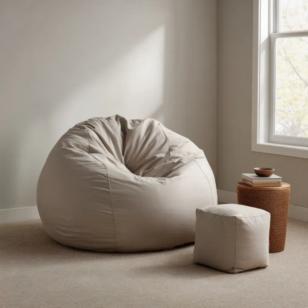 Silla Puff Tapizada 100x100x70 cm - Beige