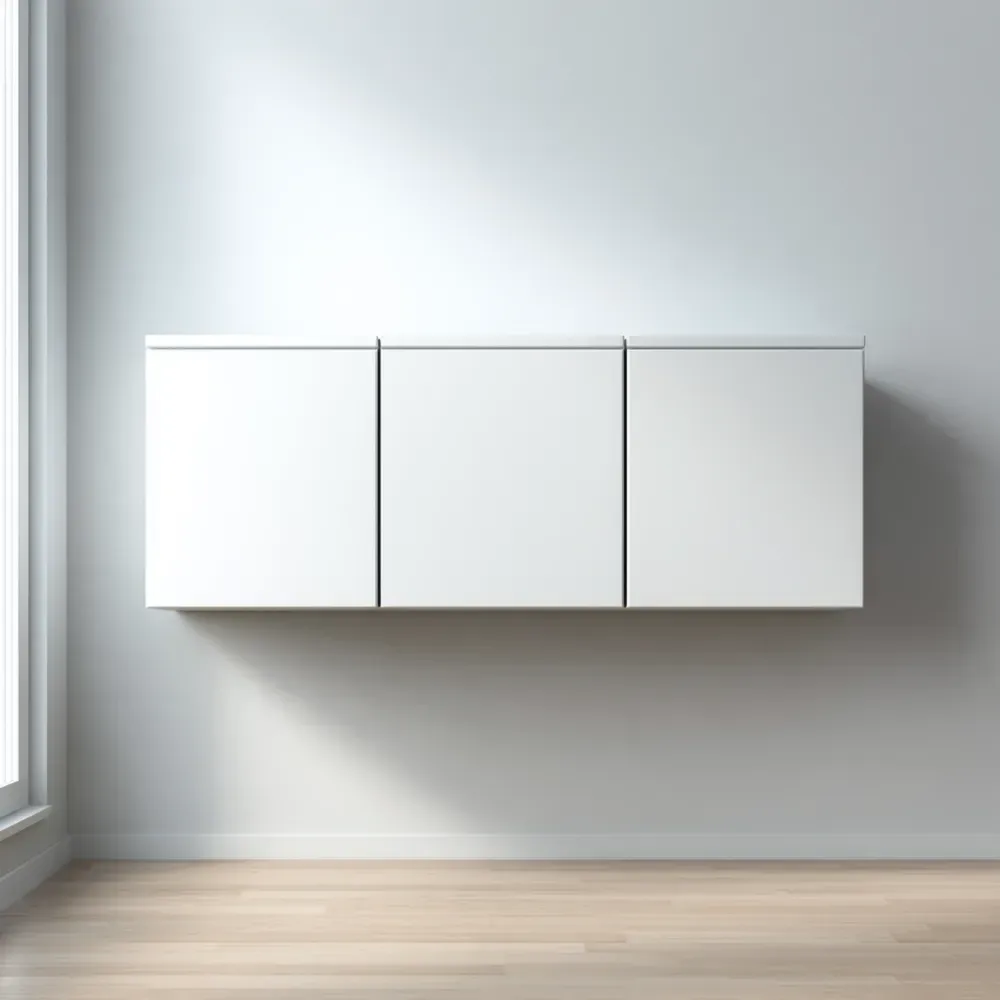 Mueble de TV Montado en Pared Madera 150x30x40 cm - Blanco - Diseño Minimalista