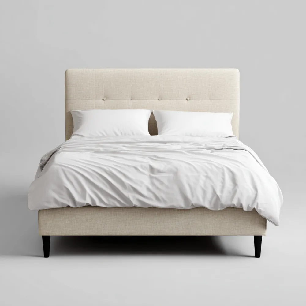 Cama Doble Tapizada 200x150x110 cm – Beige – Diseño Moderno