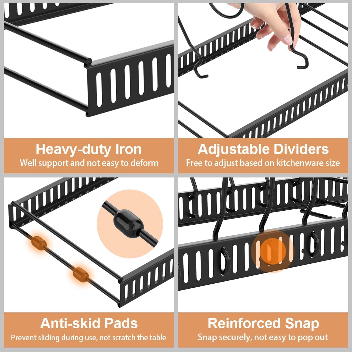 Pot and Pan Lid Organizer Holder Storage Rack